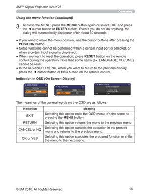 Page 2525
3M™ Digital Projector X21/X26
