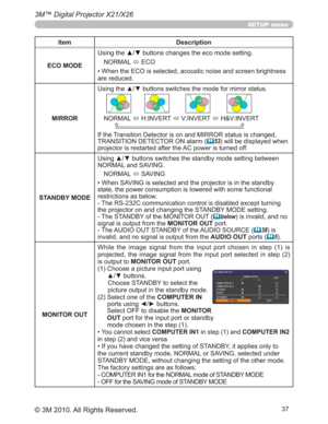 Page 37
3M™ Digital Projector X21/X26
