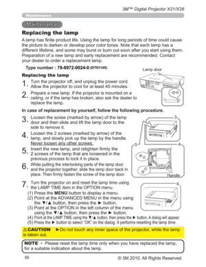 Page 5656
3M™ Digital Projector X21/X26
