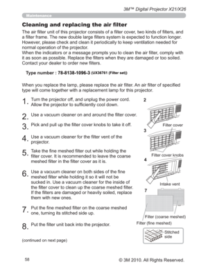 Page 58
3M™ Digital Projector X21/X26
