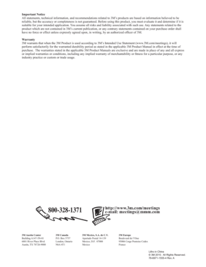 Page 693M Austin  Center
Building A147-5N-01
6801 River Place Blvd.
Austin, TX 78726-90003M Canada
P.O. Box 5757
London, Ontario
N6A 4T13M Mexico, S.A. de C.V.
Apartado Postal 14-139
Mexico, D.F.  07000
Mexico3M Europe
Boulevard de l’Oise
95006 Cerge Pontoise Cedex
France
/LWKRLQ&KLQD
