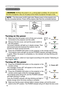 Page 16
16

Power on/off
Power on/off
WARNING  ►When the power is on, a strong light is emitted. Do not look into 
the lens of projector. Also do not peep at the inside of projector through a hole.
NOTE  • Turn the power on/off in right order. Please power on the projector prior 
to the connected devices. Power off the projector later than the connected devices.
Power switch
STANDBY/ON 
button
POWER indicator
Turning on the power
1. Make sure that the power cord is ﬁrmly and correctly 
connected to the...