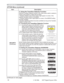 Page 5252
Item Description
SECURITY
(continued)
4. Using the Transition Detector Function
While the Transition Detector function is ON, when power switch is started to 
supply to the projector, it might react as below.
• Transition Detector alarm shown below might appear on screen, if the 
projector has been moved or re-installed.
• Transition Detector alarm might appear on screen, if the MIRROR setting 
has been changed.
• Keystone adjustment feature has been prohibited as long as the Transition 
Detector...