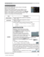 Page 27
27
PICTURE menu
3,&785(PHQX
)URPWKH3,&785(PHQXLWHPVVKRZQLQWKHWDEOH
EHORZFDQEHSHUIRUPHG
6HOHFWDQLWHPXVLQJWKHxzFXUVRUEXWWRQVRQWKH
SURMHFWRURUUHPRWHFRQWURODQGSUHVVWKHyFXUVRU
EXWWRQRQWKHSURMHFWRURUUHPRWHFRQWURORUWKH
(17(5
EXWWRQRQWKHUHPRWHFRQWUROWRH[HFXWHWKHLWHP7KHQ
SHUIRUPLWDFFRUGLQJWRWKHIROORZLQJWDEOH
Item Description
%5,*+71(66 8VLQJWKHxzEXWWRQVDGMXVWVWKHEULJKWQHVV
/LJKW ÙDUN
CONTRAST...
