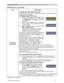 Page 51
51
OPTION menu
OPTION menu (continued)
Item Description
SECURITY
FRQWLQXHG
3. Using the PIN LOCK Function
3,1/2&.LVDIXQFWLRQZKLFKSUHYHQWVWKHSURMHFWRUIURPEHLQJ XVHGXQOHVV
DUHJLVWHUHG&RGHLVLQSXW
3.1 Registering the PIN Code
 8VHWKHxzEXWWRQVRQWKH6(&85,7