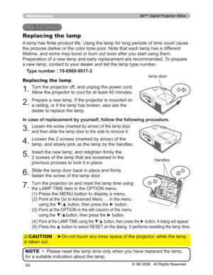 Page 64
64
0DLQWHQDQFH
Maintenance
$ODPSKDV