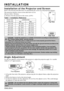 Page 6ENGLISH-6
INSTALLATION
INSTALLATION
Installation of the Projector and Screen
Refer to the drawing and table below for determining the screen size and\
 projection distance.
Top View
Side View
Screen size [inches (m)]a [inches (m)]
Min.Max.
40  (1.0)62  (1.6)82  (2.1)
60  (1.5)94  (2.4)123  (3.1)
80  (2.0)127  (3.2)164  (4.2)
100  (2.5)160  (4.1)205  (5.2)
120  (3.0)192  (4.9)246  (6.3)
150  (3.8)241  (6.1)308  (7.8)
200  (5.0)323  (8.2)411 (10.4)
Angle Adjustment
Use the foot adjusters on the bottom of...