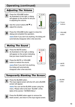 Page 19STANDBY/ONVIDEOLASER INDICATOR
ESC MENUPOSITIONRESET AUTO
KEYSTONE1  2  3
ID CHANGESEARCH
ON
OFFFREEZE MUTEMAGNFYPinPVOLUME
RGB
BLANK
PREVIOUSNEXT ASPECT MOUSE
LASERLENS SHIFT+
–––++FOCUS ZOOM
STANDBY/ONVIDEOLASER INDICATOR
ESC MENUPOSITIONRESET AUTO
KEYSTONE1  2  3
ID CHANGESEARCH
ON
OFFFREEZE MUTEMAGNFYPinPVOLUME
RGB
BLANK
PREVIOUSNEXT ASPECT MOUSE
LASERLENS SHIFT+
–––++FOCUS ZOOM
STANDBY/ONVIDEOLASER INDICATOR
ESC MENUPOSITIONRESET AUTO
KEYSTONE1  2  3
ID CHANGESEARCH
ON
OFFFREEZE...