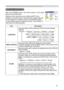 Page 33
33

Multifunctional settings
SCREEN Menu
ItemDescription
LANGUAGE
Using the buttons ▲/▼ switches the OSD (On Screen Display) language.
SUOMI  POLSKI  TÜRKÇE
ENGLISH  FRANÇAIS  DEUTSCH  ESPAÑOL  ITALIANO
NORSK  NEDERLANDS  PORTUGUÊS  日本語
                 SVENSKA 
MENU POSITIONUsing the buttons ◄/►/▲/▼ adjusts the menu position.
To quit the operation, press the MENU button on the remote control 
or keep no operation for 10 seconds.
OSD BRIGHT. Using the buttons ▲/▼ switches the 
brightness...