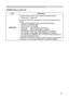 Page 35
35

Multifunctional settings
ItemDescription
MESSAGE
Using the buttons ▲/▼ turns on/off the message function.
TURN ON  TURN OFF
When the TURN ON is selected, the following message function 
works. “AUTO IN PROGRESS” while automatically adjusting
”NO INPUT IS DETECTED”
”SYNC IS OUT OF RANGE”
"Searching….” while searching for the input”Detecting….” while an input signal is detectedThe indication of the input signal displayed by changing The indication of the aspect ration displayed by changingThe...