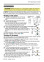 Page 17
17
Power on/off
Power on/off
WARNING  ►When the power is on, a strong light is emitted. Do not look into 
the lens of projector. Also do not peep at the inside of projector through a hole.
NOTE  • Turn the power on/off in right order. Please power on the projector prior 
to the connected devices. Power off the projector later than the connected devices.
Turning on the power
1. Make sure that the power cord is ﬁrmly and 
correctly connected to the projector and the 
outlet.  
2. Remove the lens cover,...