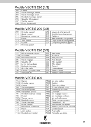 Page 2321
202
203
204
205
206
207
208Crosse
Vis de montage arri
ère
Vis de montage avant
Rondelle montage canon
Goupille t ôle support
Vis t ôle support
Ecrou de s écurit é
Cylindre support
Guide ressort
Ressort de puissance
Piston
Joint piston
Guidon
R éticule guidon
701A
701B
702B
703
704A
704B
705
706
707A
707B
708
710
711
712
713
713A
222
222B
222D
225
226
227
228
229
230
231 232
233
234C
234D
235
236
237
238
239
240
713B
714B
715
716
717
718B
718C
718D
719
720
721
722
723
724
725A
725B
209
210
211
212
213...